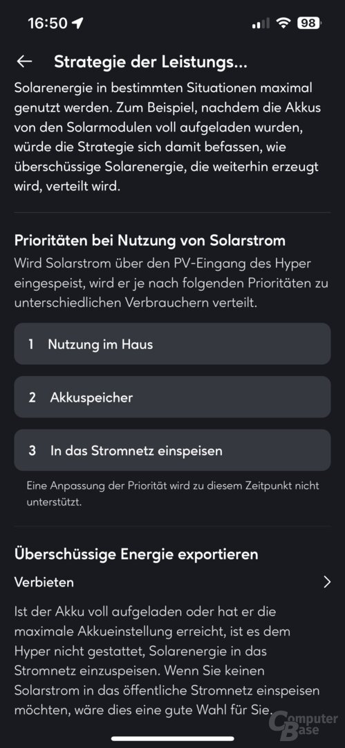 Netzeinspeisung über Hyper 2000 erlauben oder verbieten