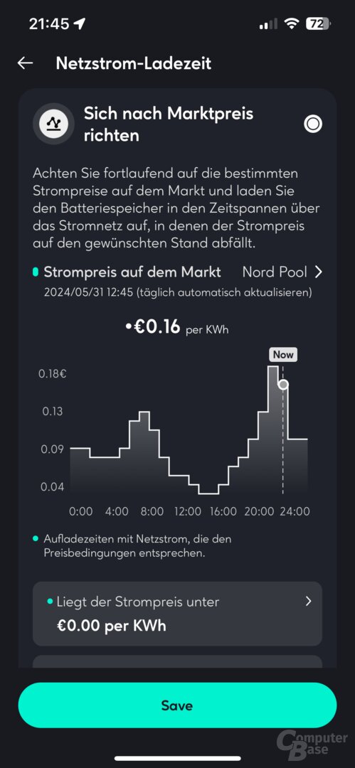 Steuerung des Hyper 2000 über dynamische Strompreise