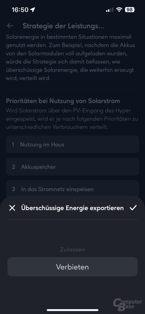 Netzeinspeisung über Hyper 2000 erlauben oder verbieten