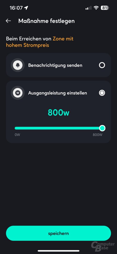 Einstellungen zum dynamischen Strompreis in der Zendure-App