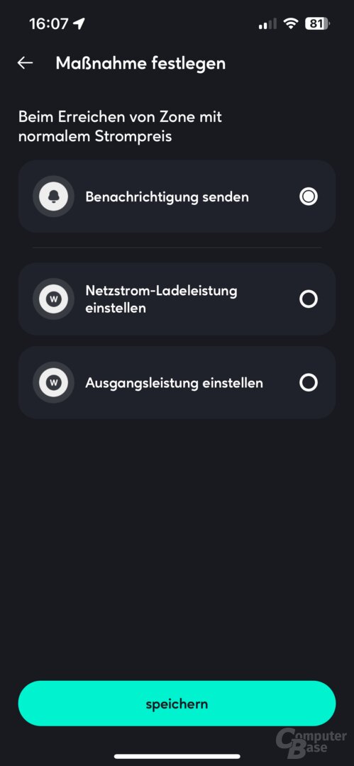 Einstellungen zum dynamischen Strompreis in der Zendure-App