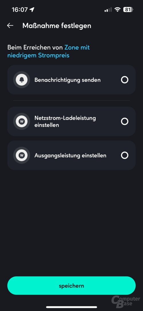 Einstellungen zum dynamischen Strompreis in der Zendure-App