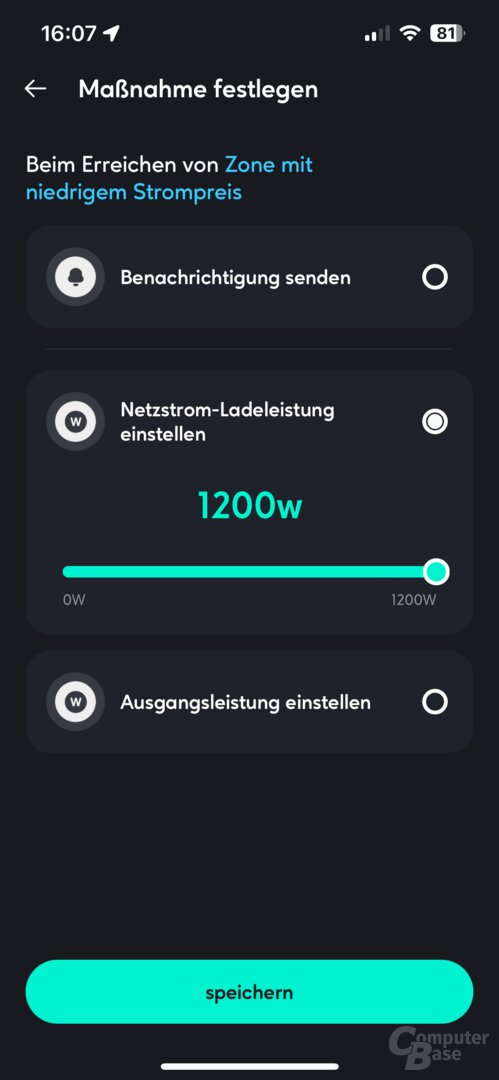 Einstellungen zum dynamischen Strompreis in der Zendure-App