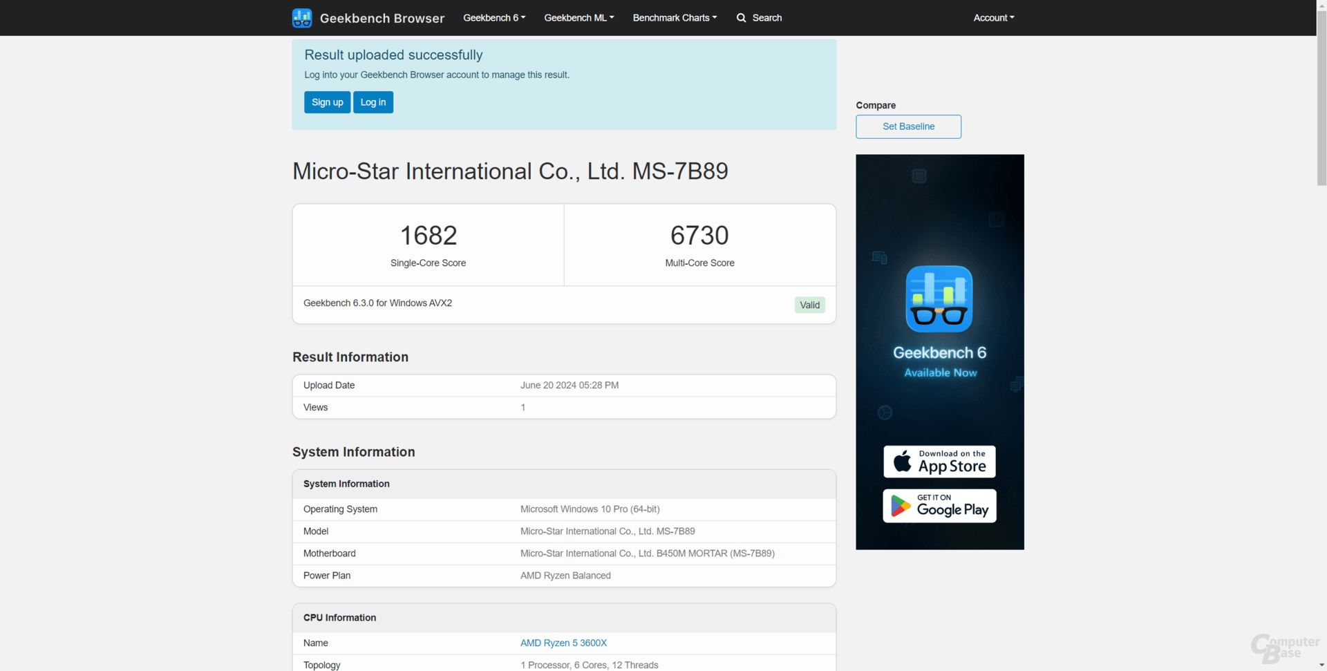 Geekbench – CPU-Benchmark Ergebnisse
