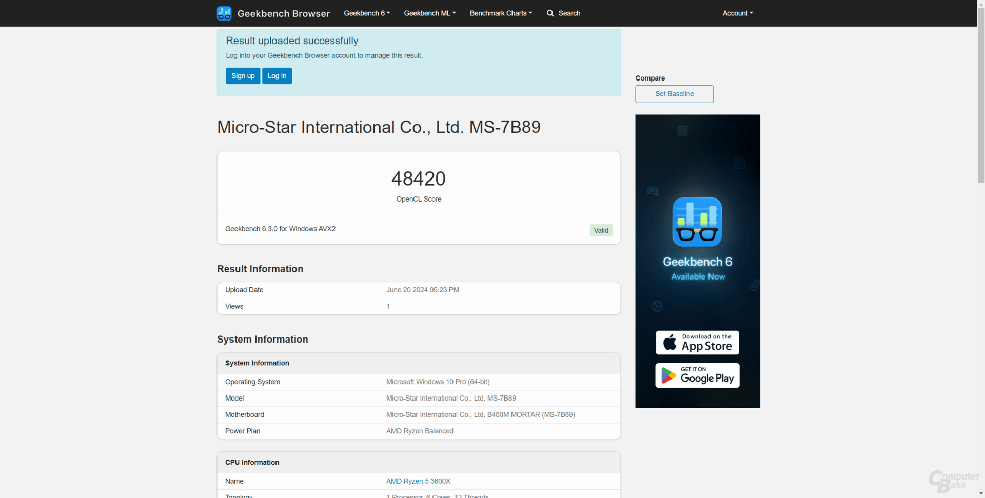 Geekbench – GPU-Benchmark Ergebnisse