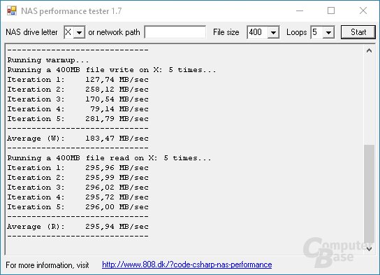 Einbruch der Übertragungsrate beim Schreiben auf das DXP2800