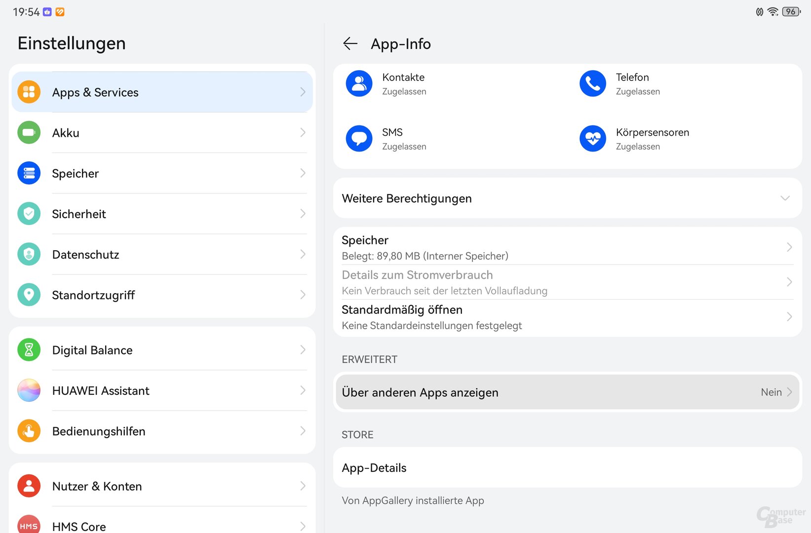 Über anderen Apps anzeigen für microG aktivieren