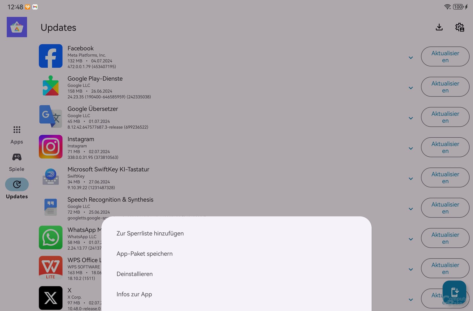 Google Play Dienste in den Updates sperren