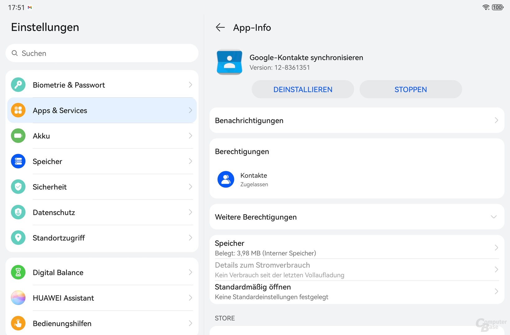 Berechtigungen für Google-Kontakte synchronisieren anpassen