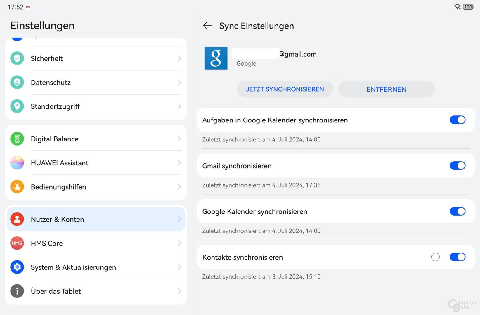 Kontakte synchronisieren aktivieren
