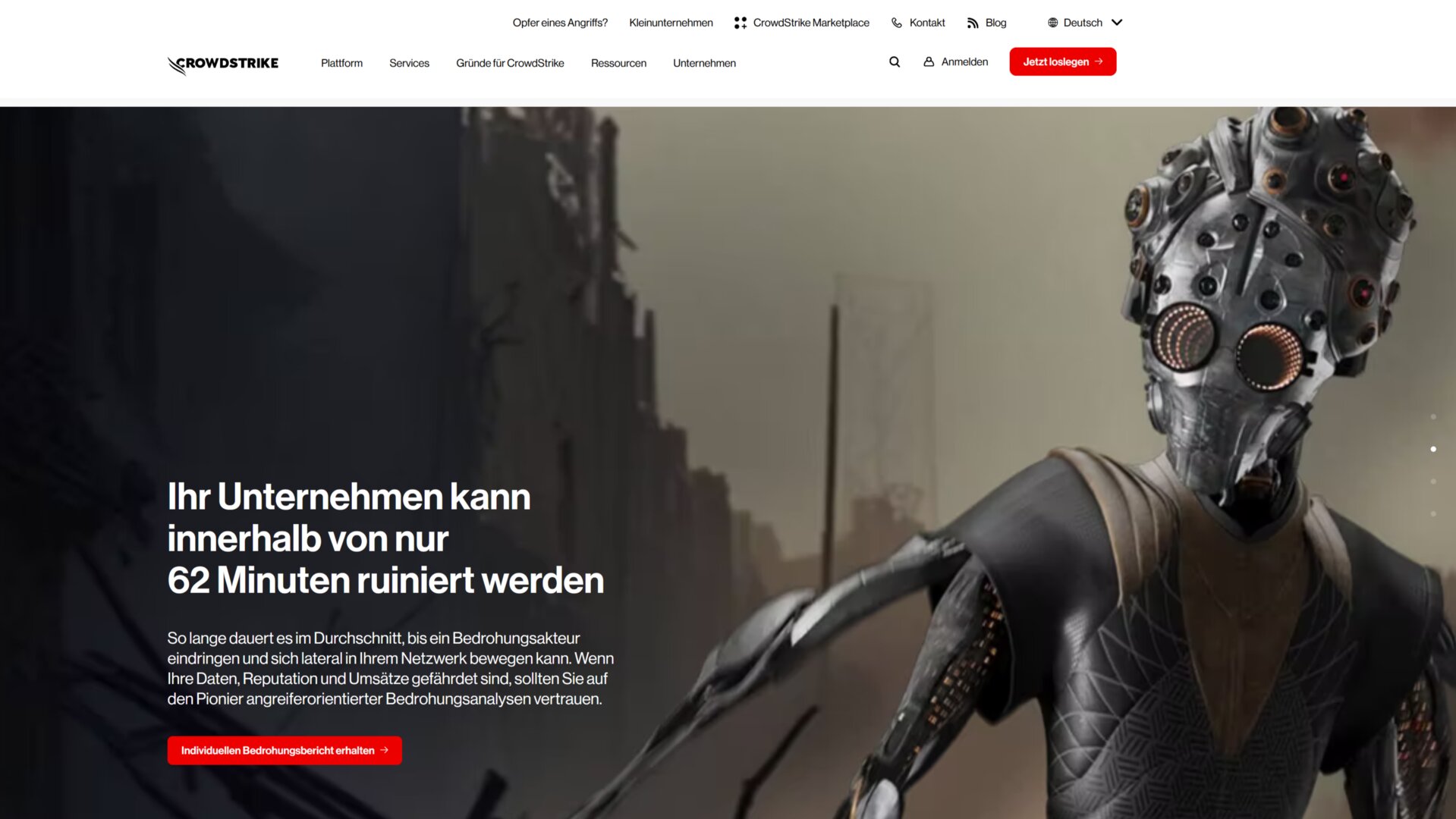 Werbeslogan mit Meme-Potential auf der Webseite von CrowdStrike