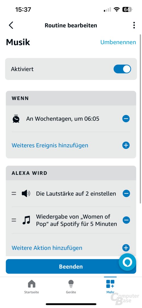 Wecker mit Musik über Automation einrichten