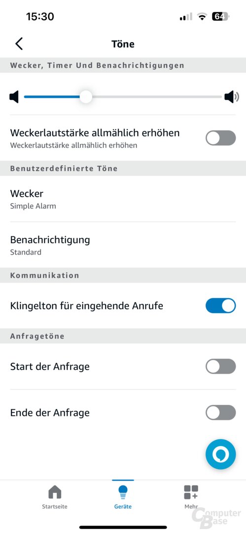 Einstellungen zu den Wecktönen des Echo Spot 2024