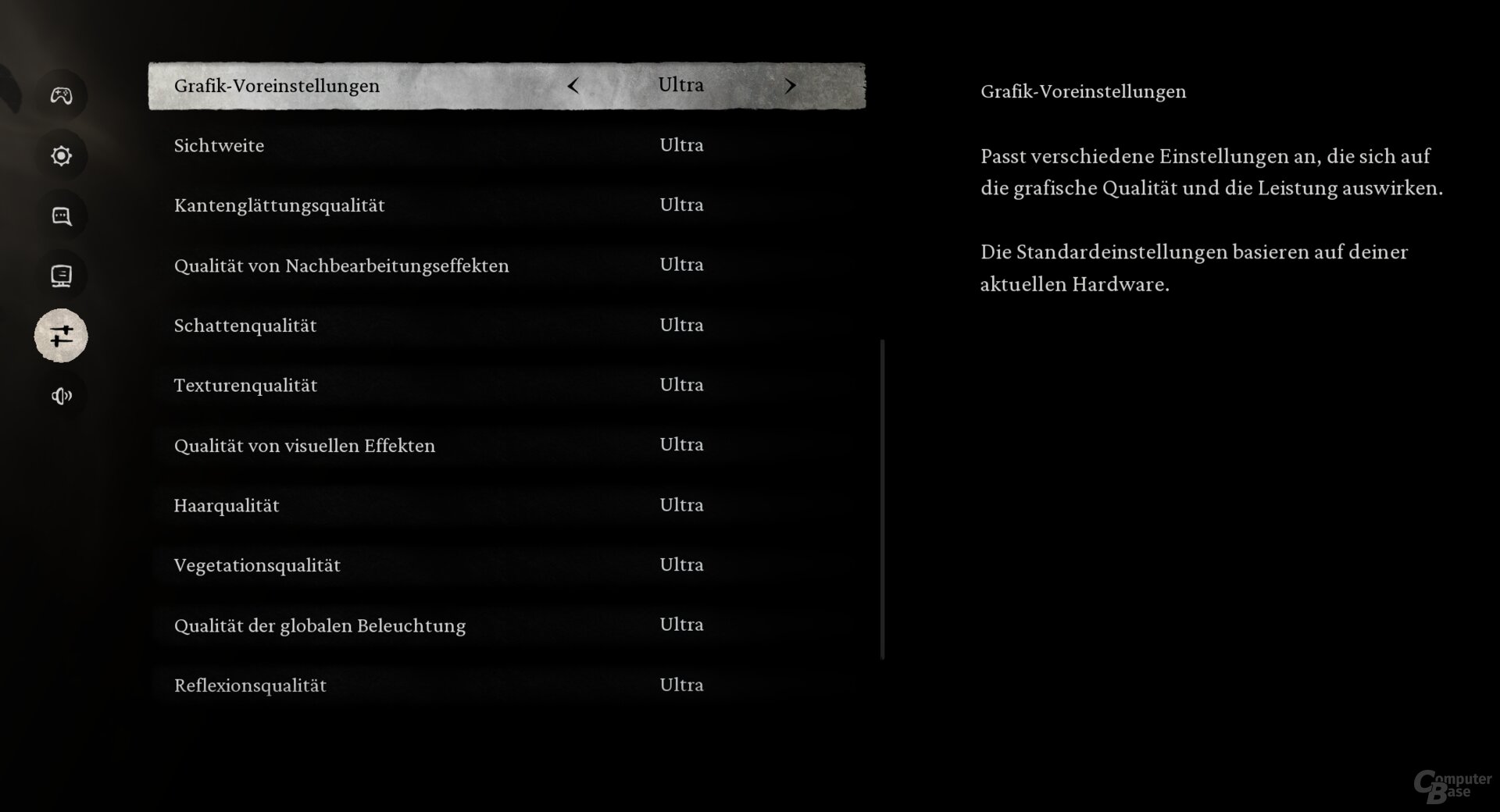 Die verfügbaren Optionen bleiben überschaubar.