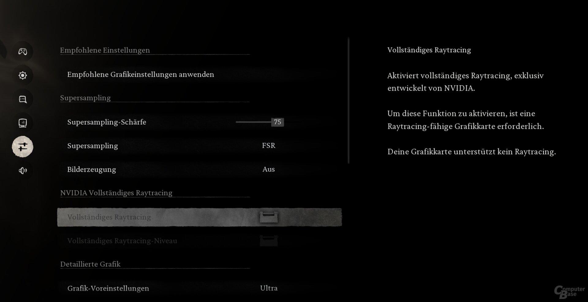 Der Grad des Upscalings verbirgt sich unter dem Punkt „Supersampling-Schärfe".