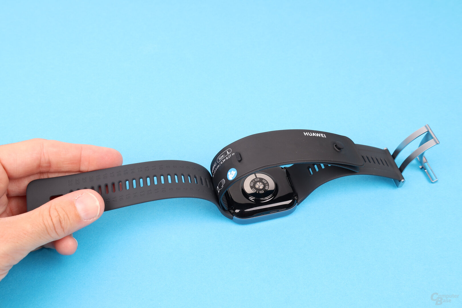 Aufbau des Armbands mit Größenskala der Huawei Watch D2