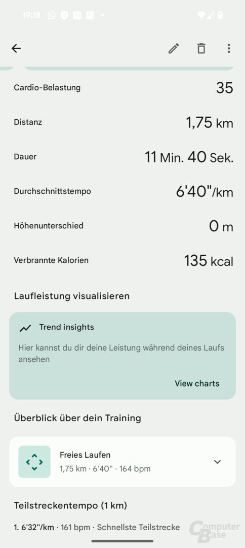 Laufen mit der Pixel Watch 3: Viele Analysen in der Fitbit-App