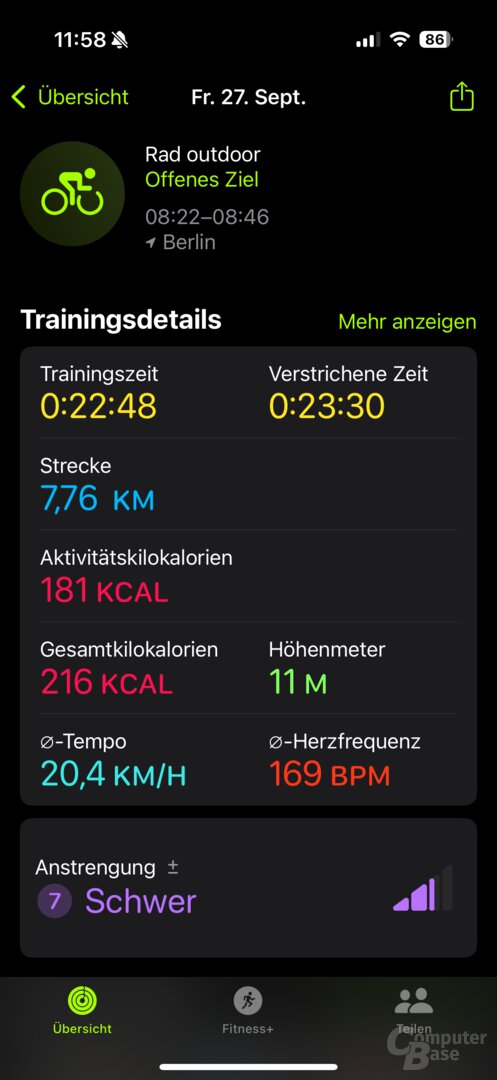 Trainingsdetails nach dem Aufzeichnen von Radfahren mit der Apple Watch 10