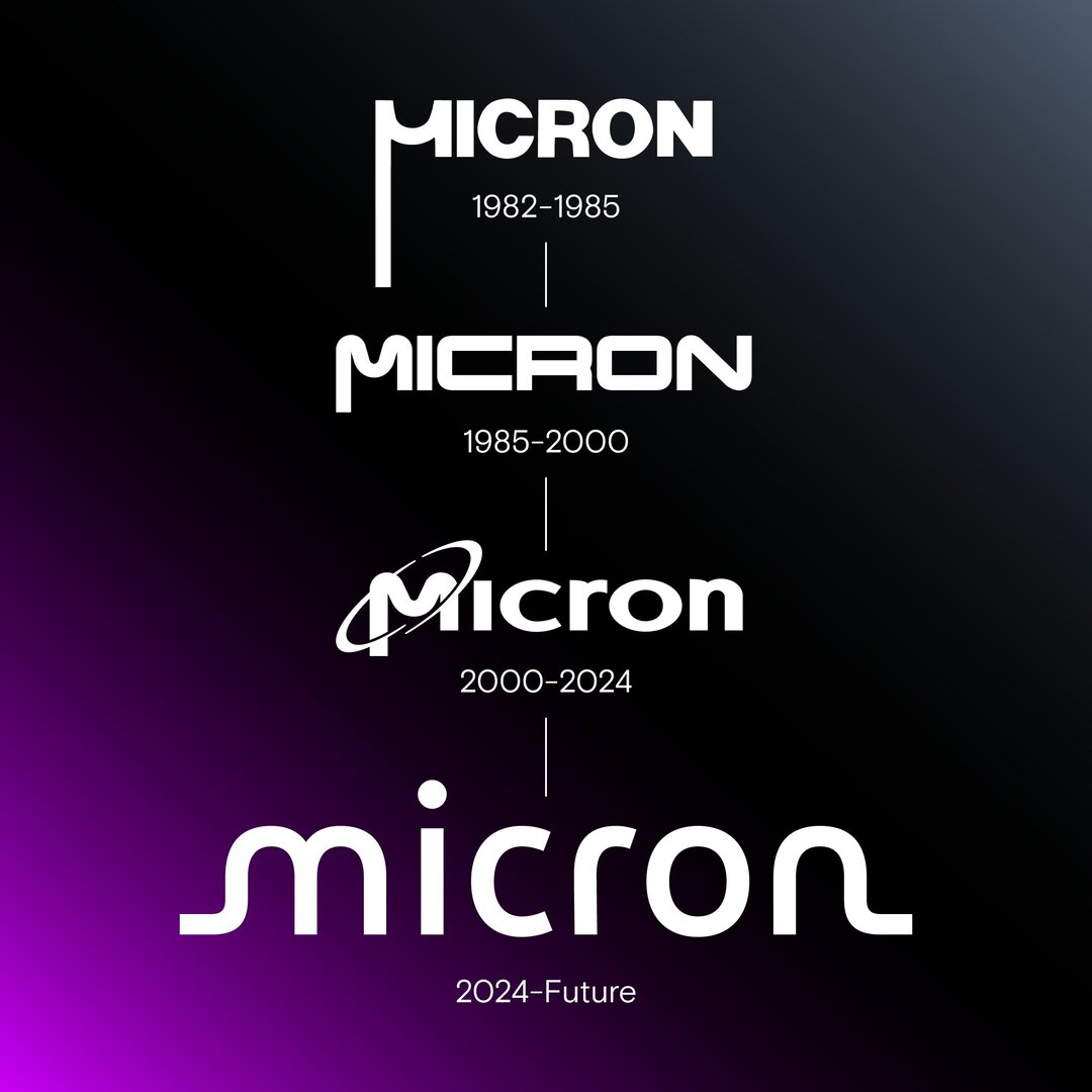 Die bisherigen Firmenlogos in der Geschichte von Micron