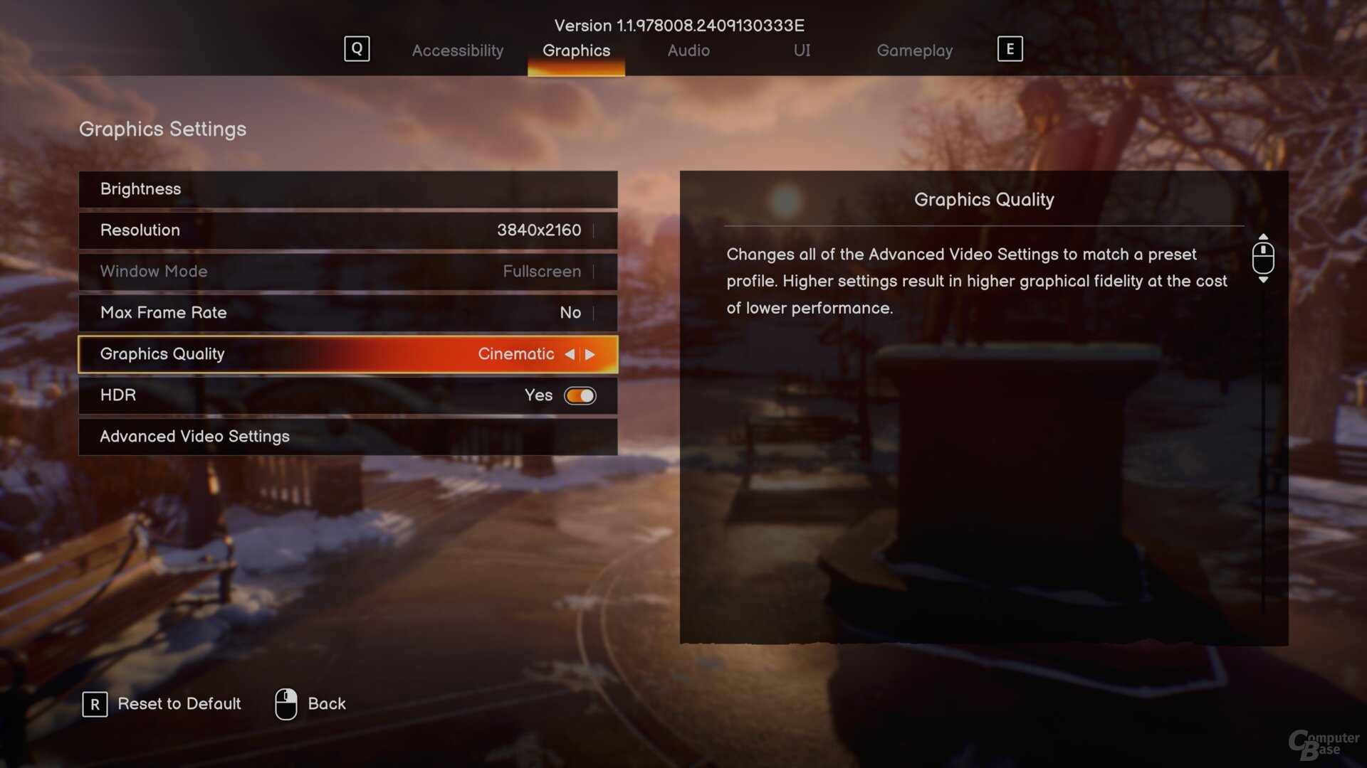 Das Grafikmenü der PC-Version