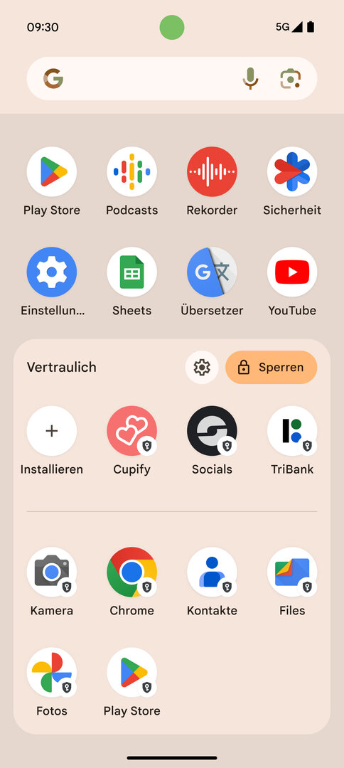 Privater Bereich in Android 15