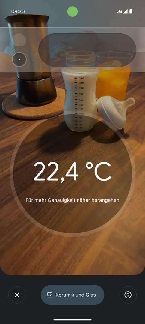 Kamera für Thermometer-App des Pixel 8 Pro