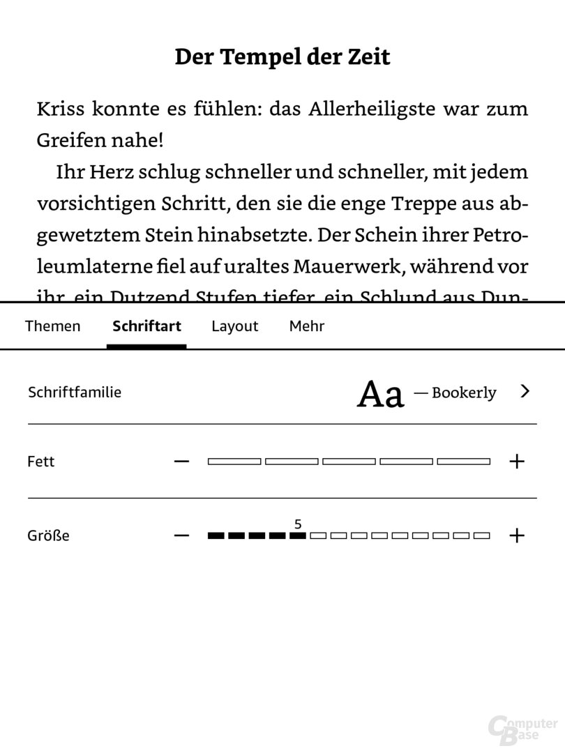 Die Formatierungsmöglichkeiten für Texte sind auch bei den Kindles sehr begrenzt