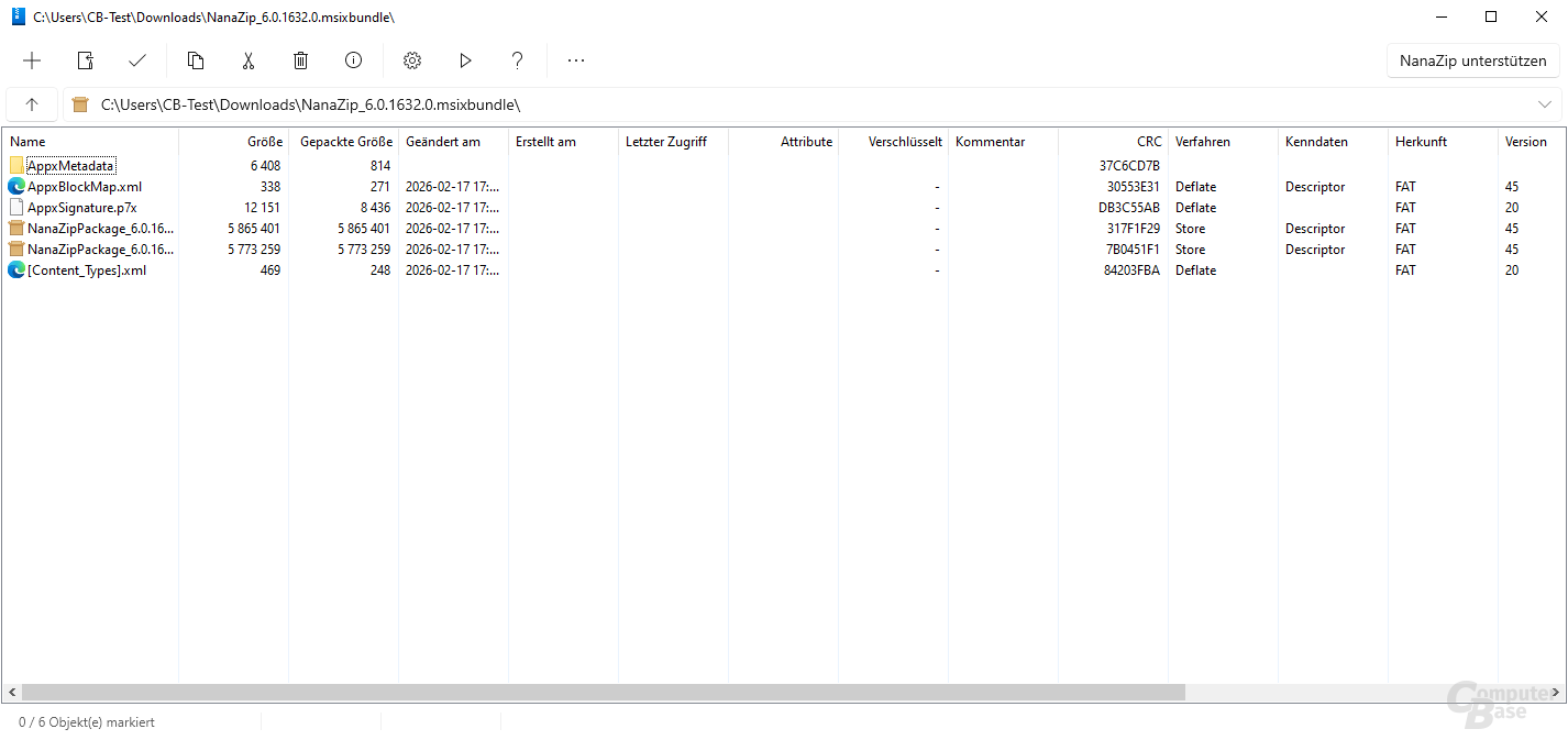 NanaZip Oberfläche (Hell)