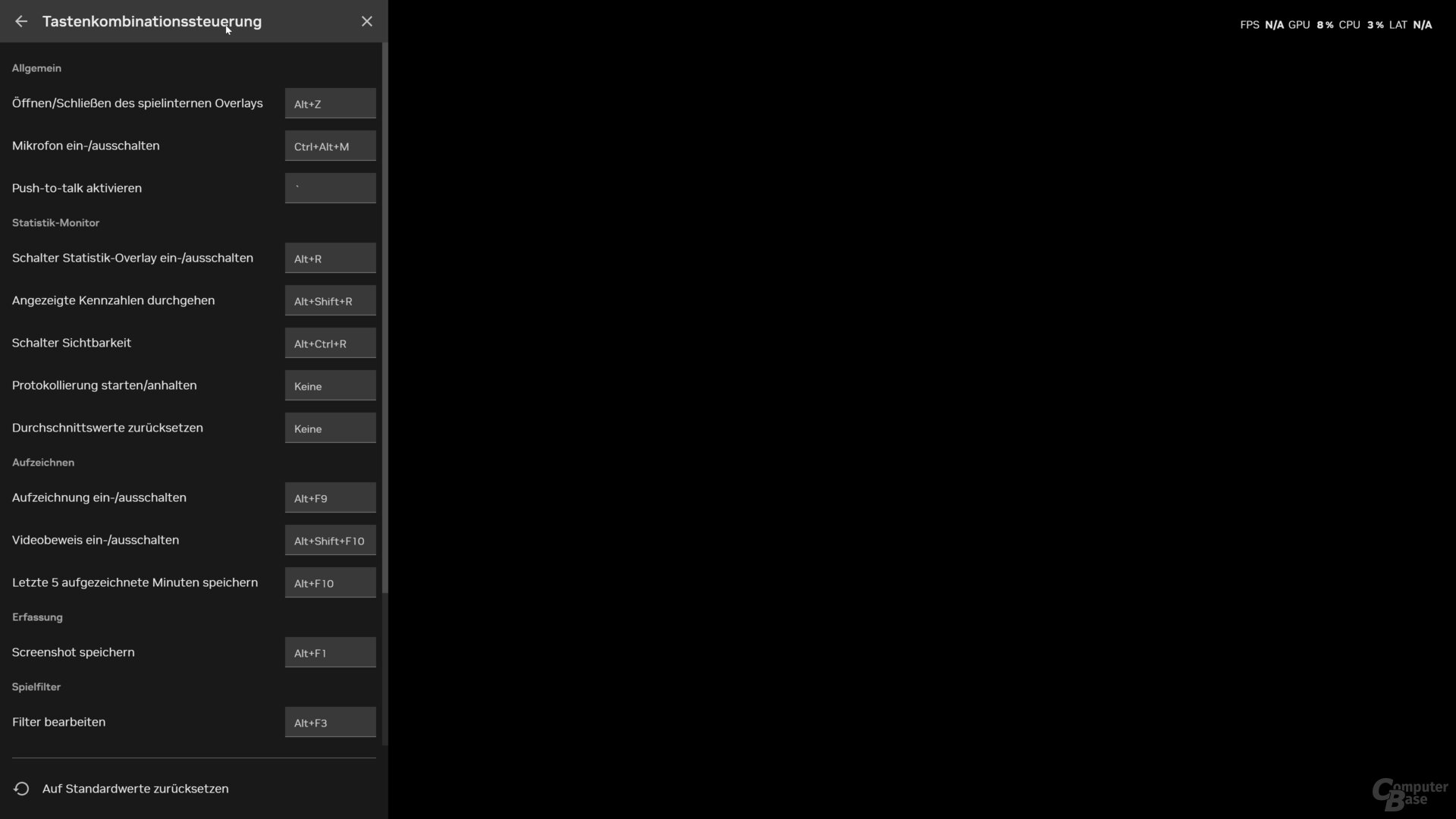 Das Treiberoverlay mit allen Funktionen