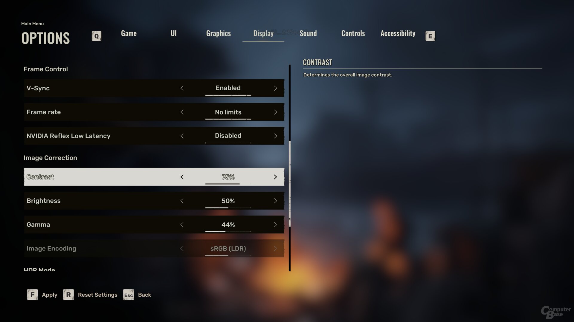 Das Grafikmenü der PC-Version