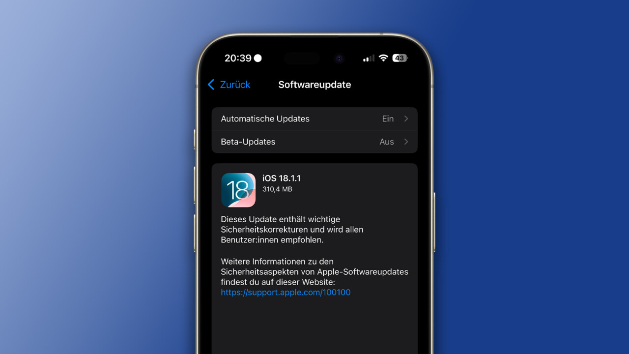 iOS 18.1.1 und macOS 15.1.1: Kleines Update behebt zwei Sicherheitslücken