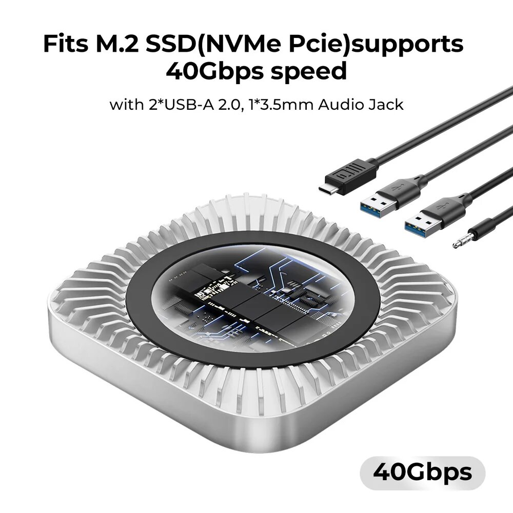 RayCue Mac Mini Hub & Stand 40 Gbit