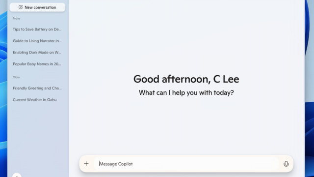 Microsoft: Copilot-App für Windows erhält neues Design