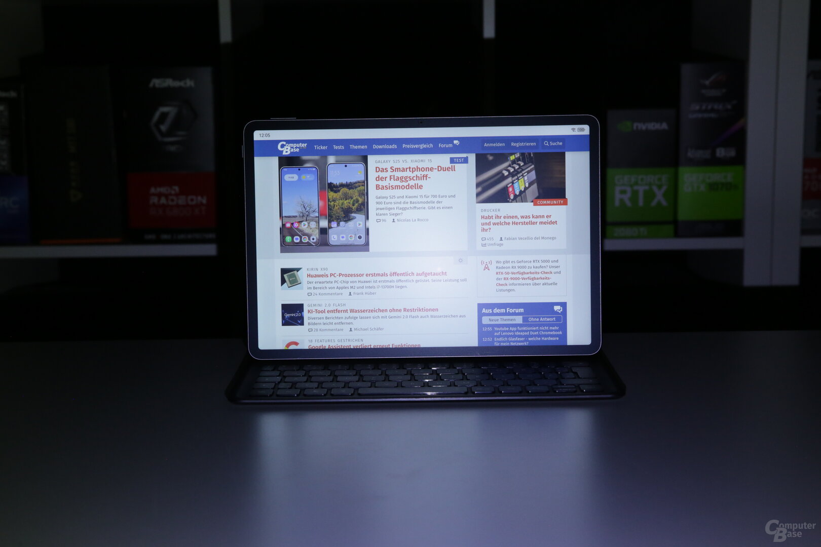 Huawei MatePad 11.5 S: Lichtbrechung bei extrem heller Lichtquelle direkt auf das Display gerichtet