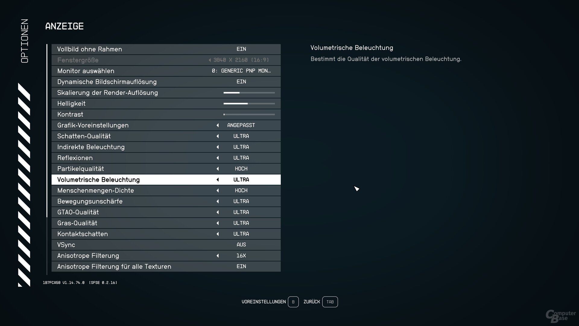 Starfield – Einstellungen 1
