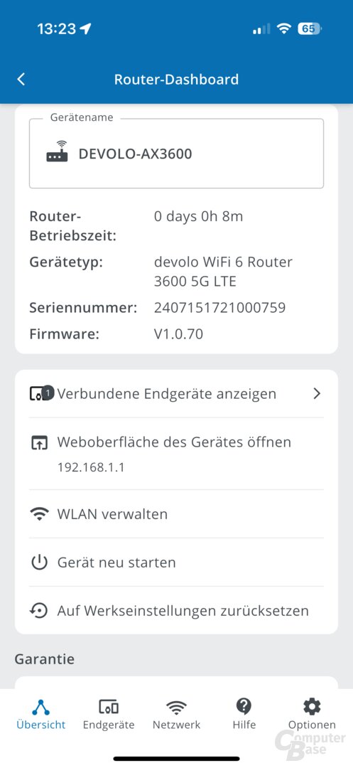 Einrichtung des Devolo WiFi 6 Router 3600 5G LTE in der App