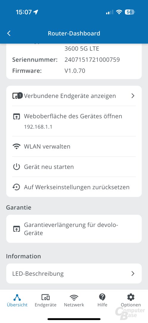 Einrichtung des Devolo WiFi 6 Router 3600 5G LTE in der App
