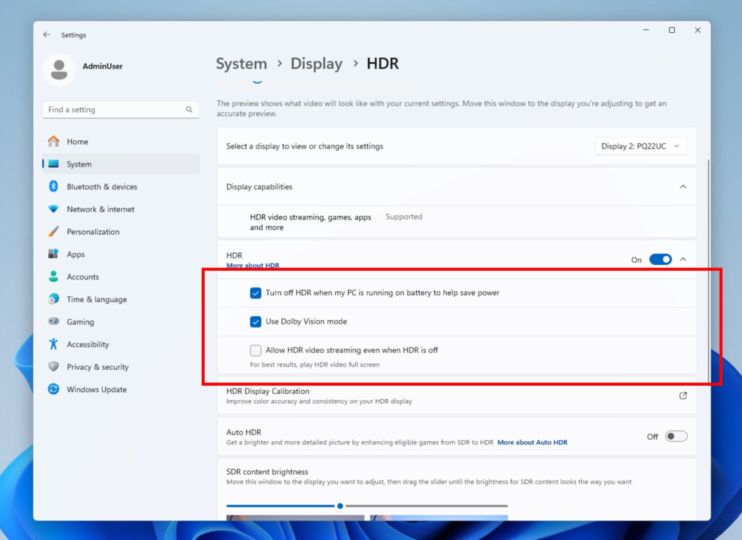 Neue HDR-Einstellungen
