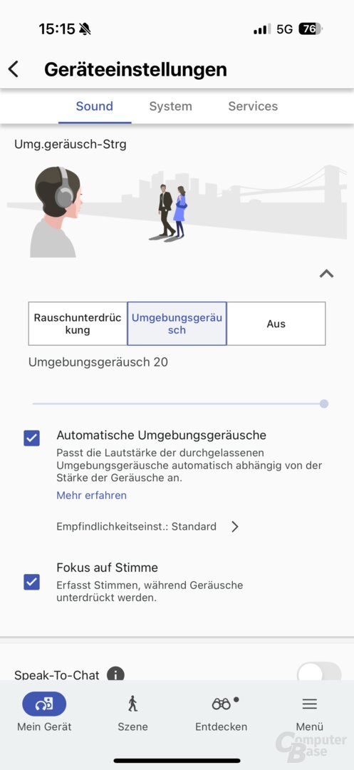 WH-1000XM6: Umfassende Anpassungsmöglichkeiten beim Transparenzmodus