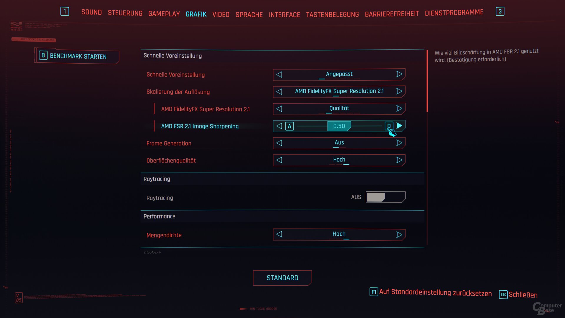 Cyberpunk 2077 – Einstellungen 1