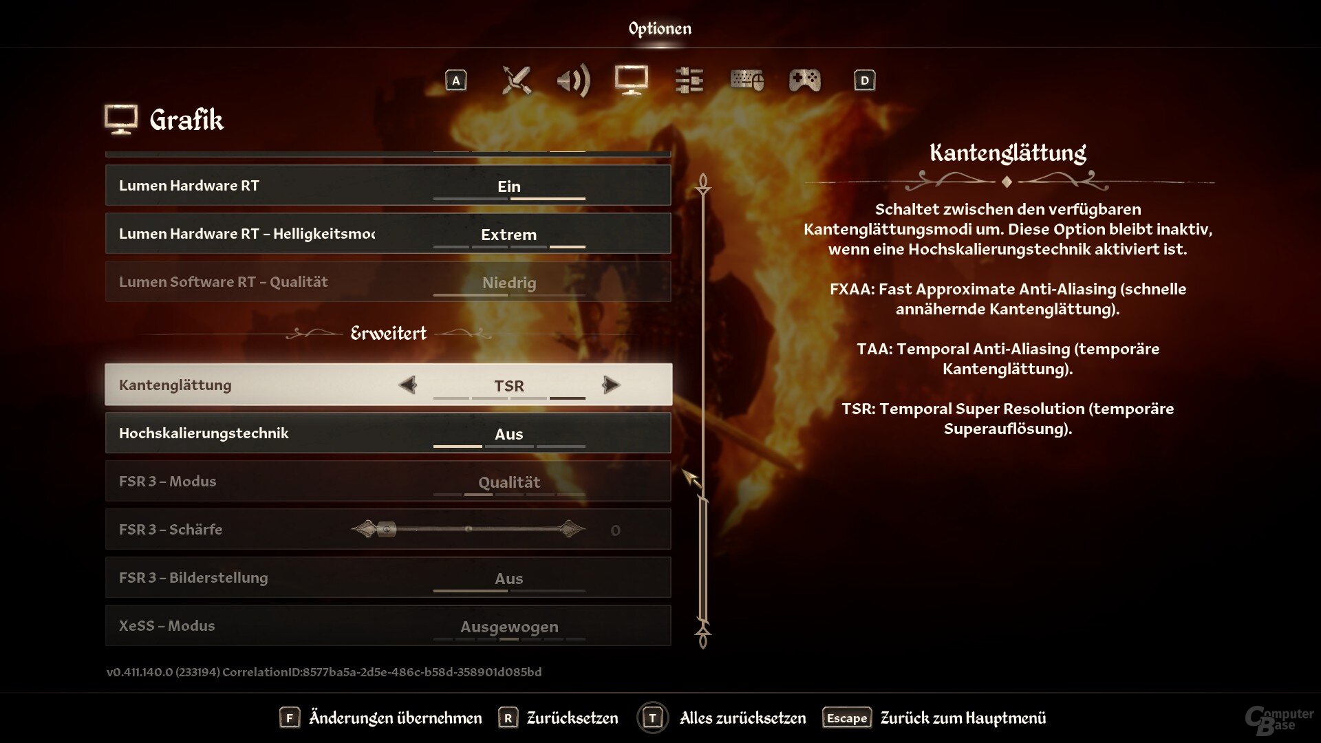 Oblivion: Remastered – Einstellungen 1