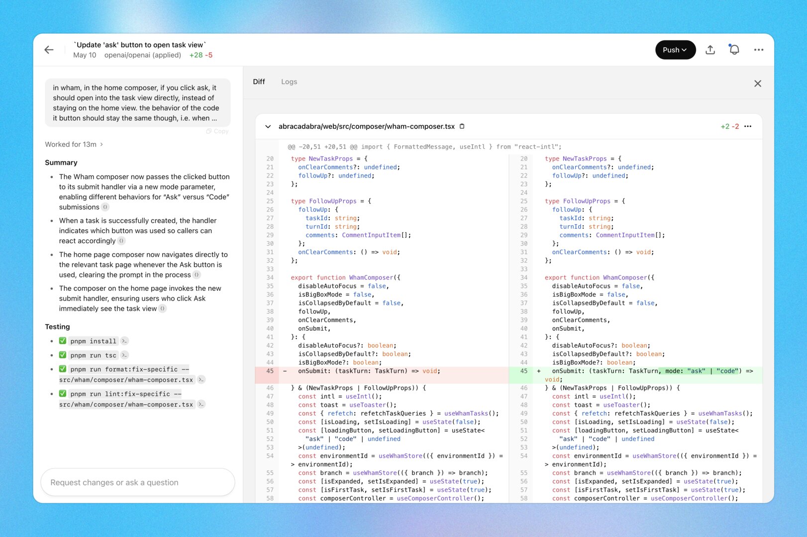 Codex lässt sich auch zur Behebung von Bugs im Code nutzen