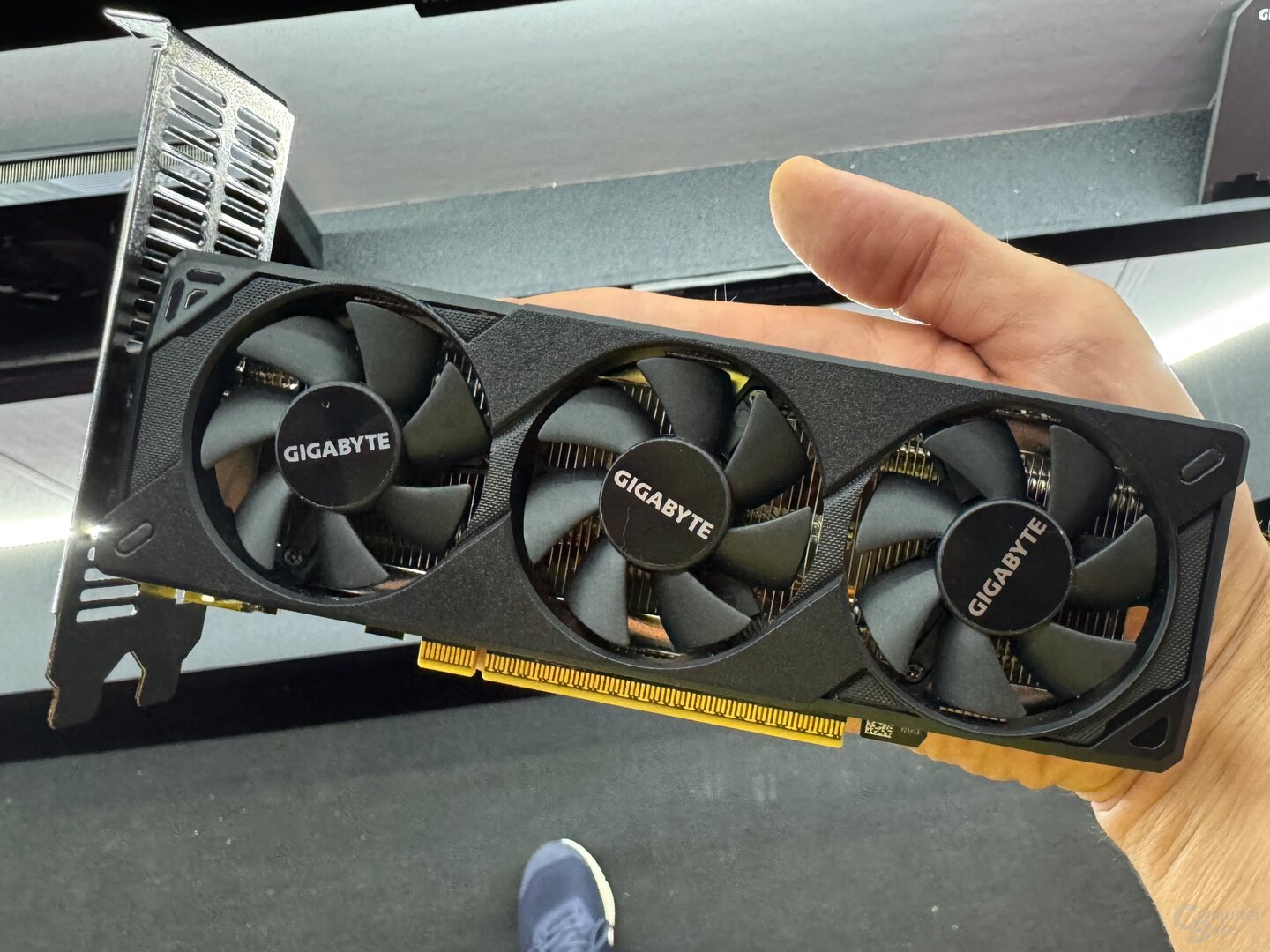 Die Gigabyte GeForce RTX 5060 Low Profile 8G passt fast in eine kleine Hand