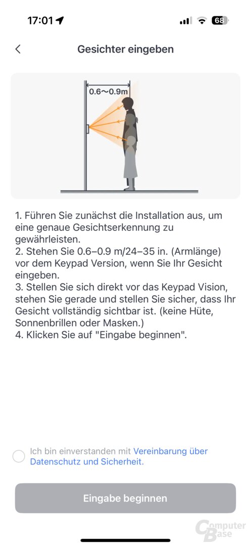 Keypad Vision: Gesicht für die 3D-Gesichtserkennung hinzufügen