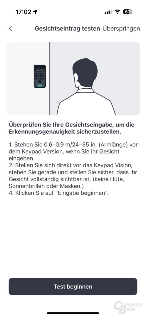 Keypad Vision: Gesicht für die 3D-Gesichtserkennung hinzufügen