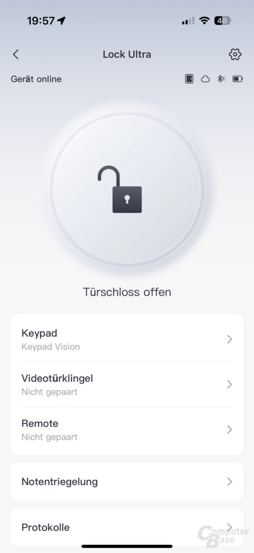 Funktionen des SwitchBot Lock Ultra in der App