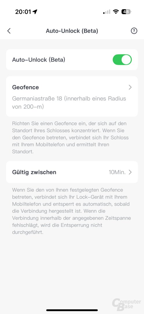 Funktionen des SwitchBot Lock Ultra in der App