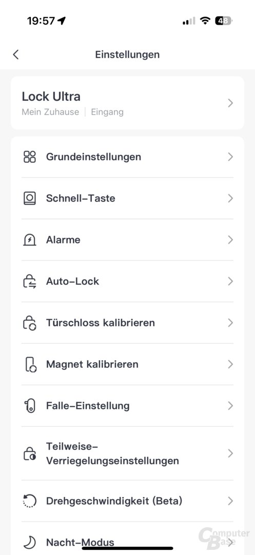 Funktionen des SwitchBot Lock Ultra in der App