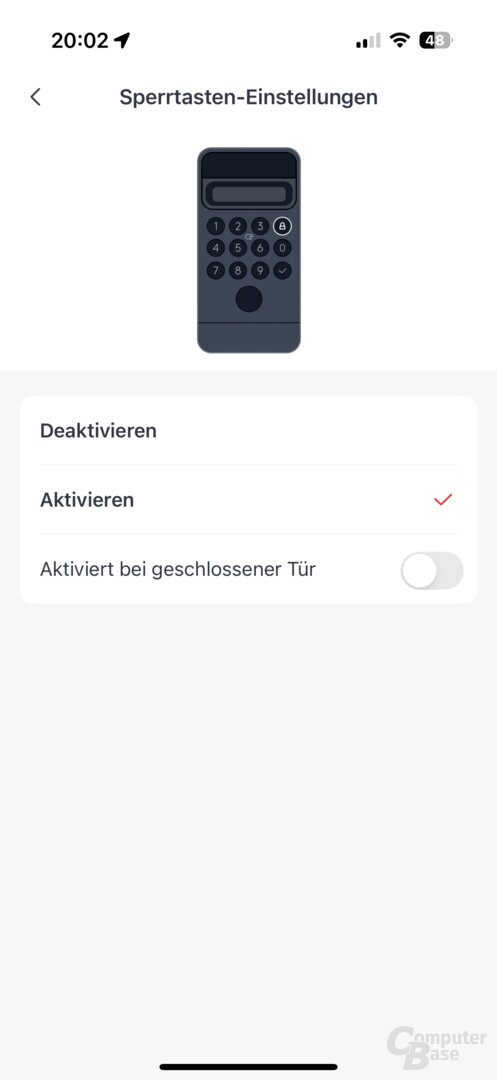 Funktionen des SwitchBot Keypad Vision in der App
