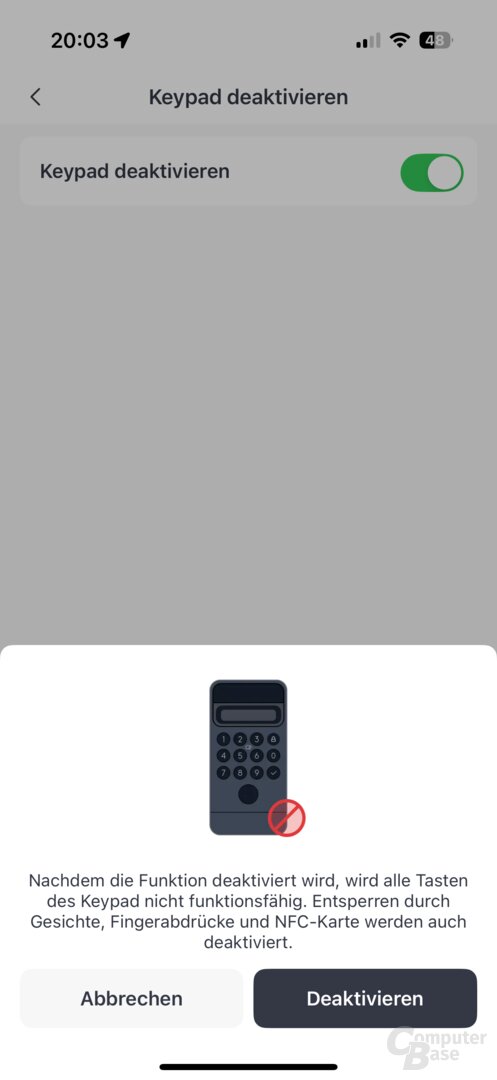 Funktionen des SwitchBot Keypad Vision in der App